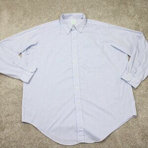 Brooks Brothers Dress Shirt Mens 17 1/2, 5 Blue‎ Cotton/Poly Long Sleeve Button